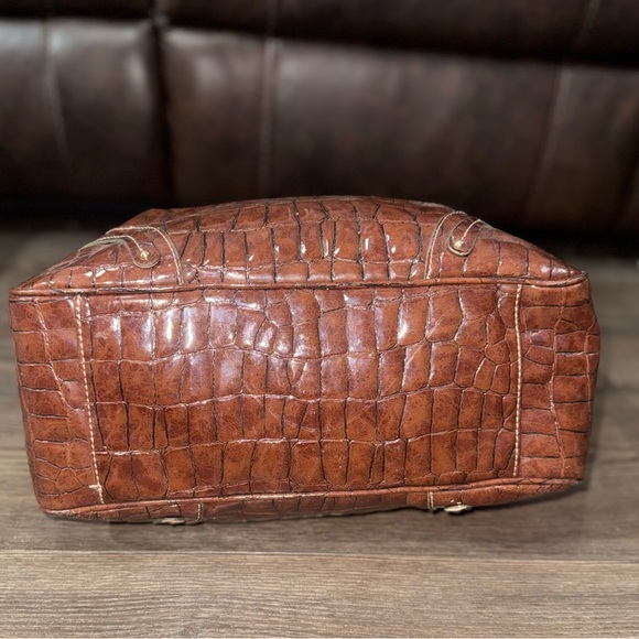 Vintage Liz Claiborne Faux Croc Tote Brown Y2K Shoulder Bag - Picture 3 of 12